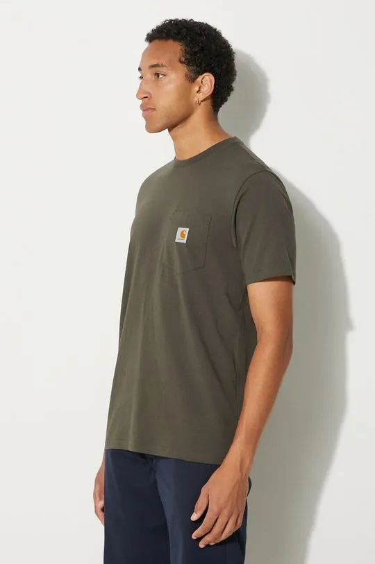 Carhartt WIP cotton t-shirt S/S Pocket men’s green color smooth I030434.964XX