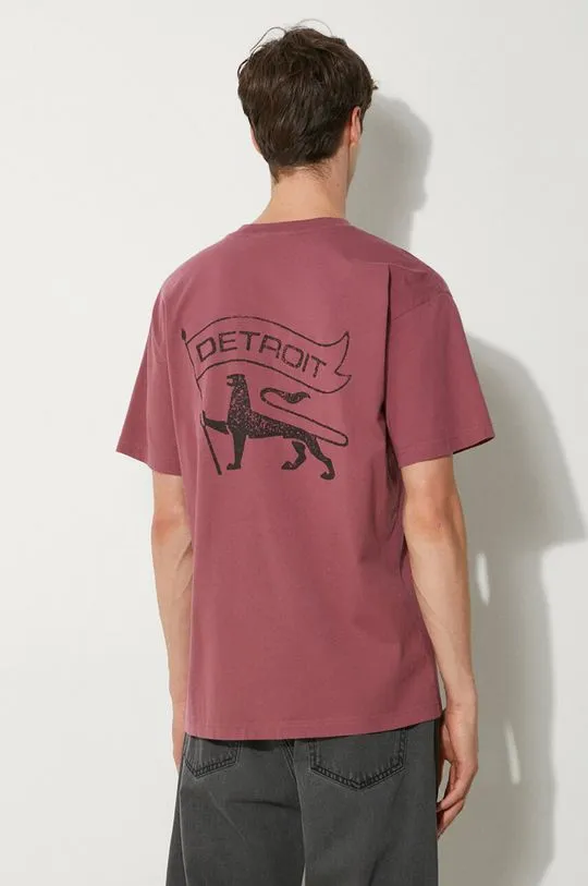 Carhartt WIP cotton t-shirt Stamp men’s pink color with a print I033670.2B006