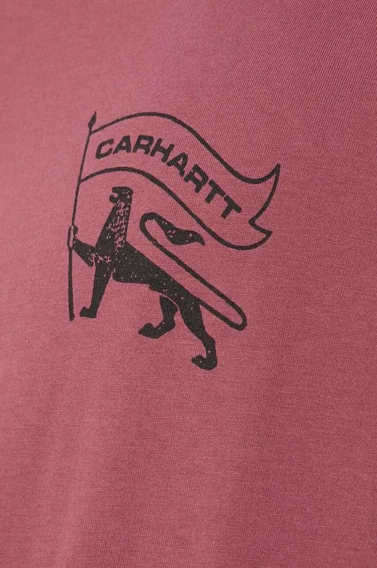 Carhartt WIP cotton t-shirt Stamp men’s pink color with a print I033670.2B006