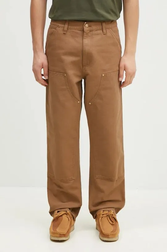 Carhartt WIP cotton trousers Double Knee Pant brown color I031501.HZ02