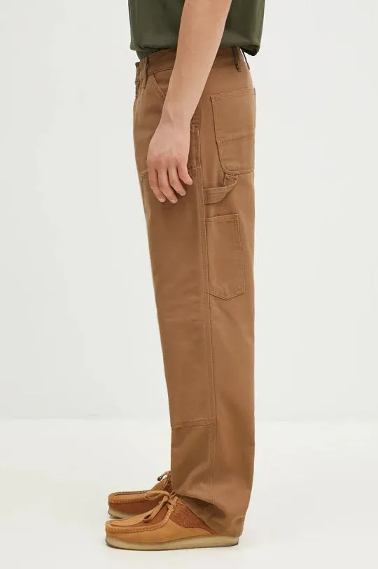 Carhartt WIP cotton trousers Double Knee Pant brown color I031501.HZ02