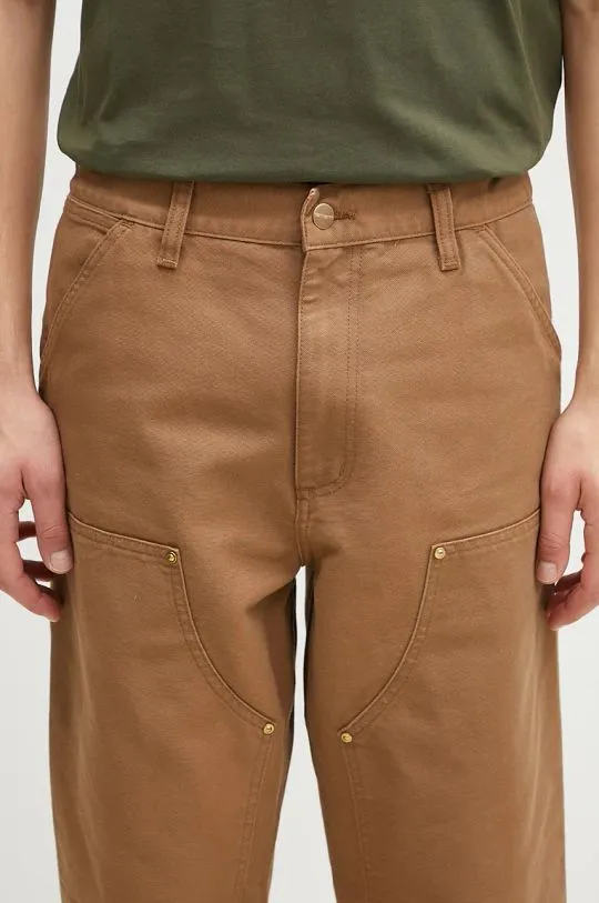 Carhartt WIP cotton trousers Double Knee Pant brown color I031501.HZ02