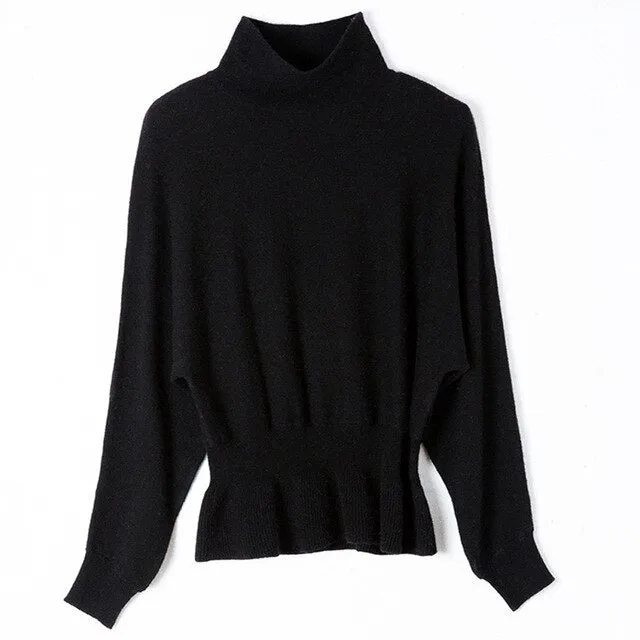 Cashmere Wool Knit Turtleneck Sweater Fashion Jumper Women Korean Purple Christmas Cashemire Pullovers High Collar Basic Shirt