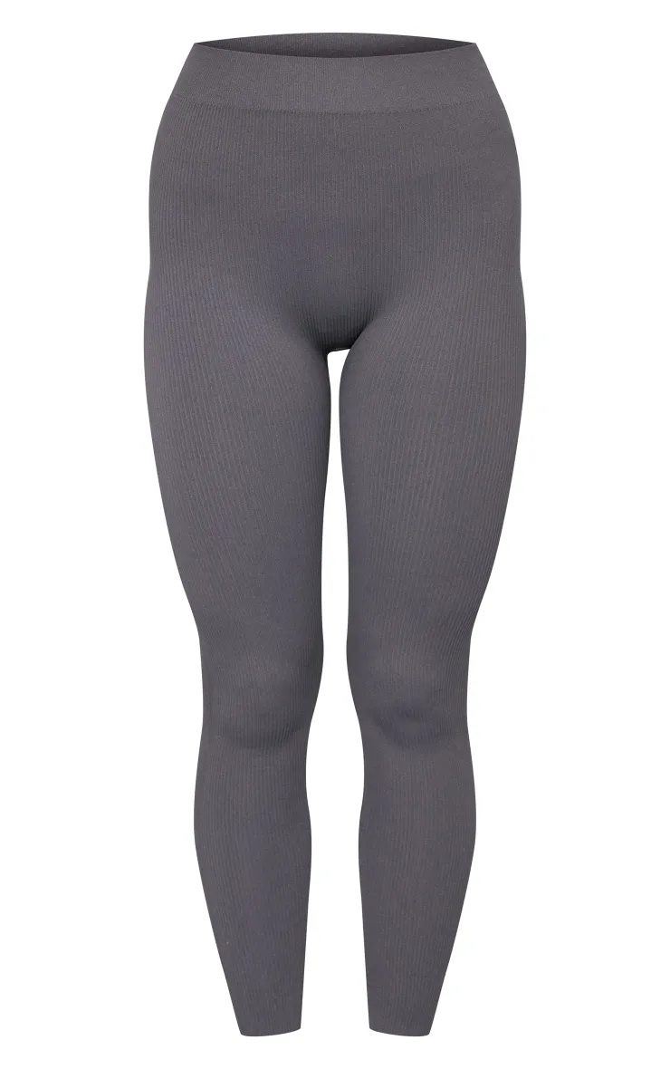 Charcoal Structured Contour Ribbed Leggings