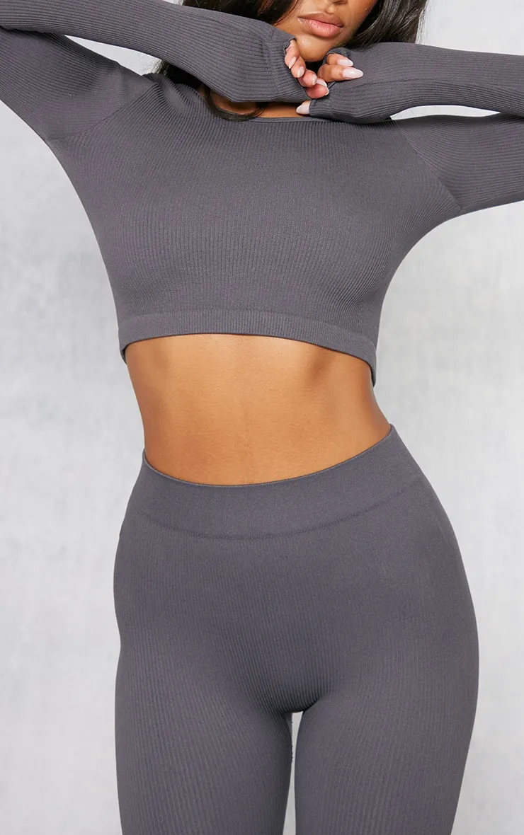 Charcoal Structured Contour Ribbed Leggings