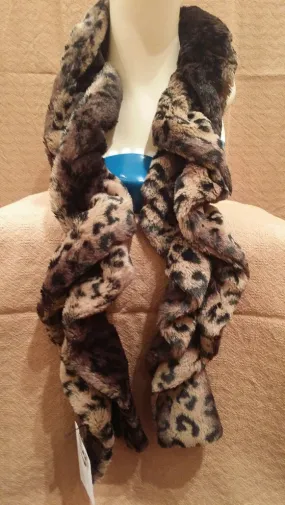 Cheetah Luxury Faux Fur Scrunchy Scarf