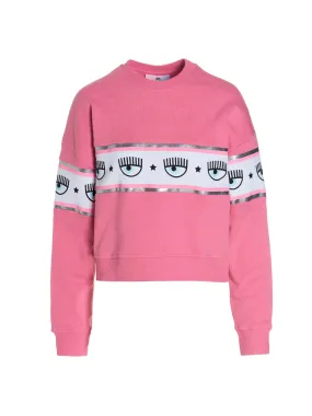 Chiara Ferragni Glitter Logo-Taped Crewneck Sweatshirt