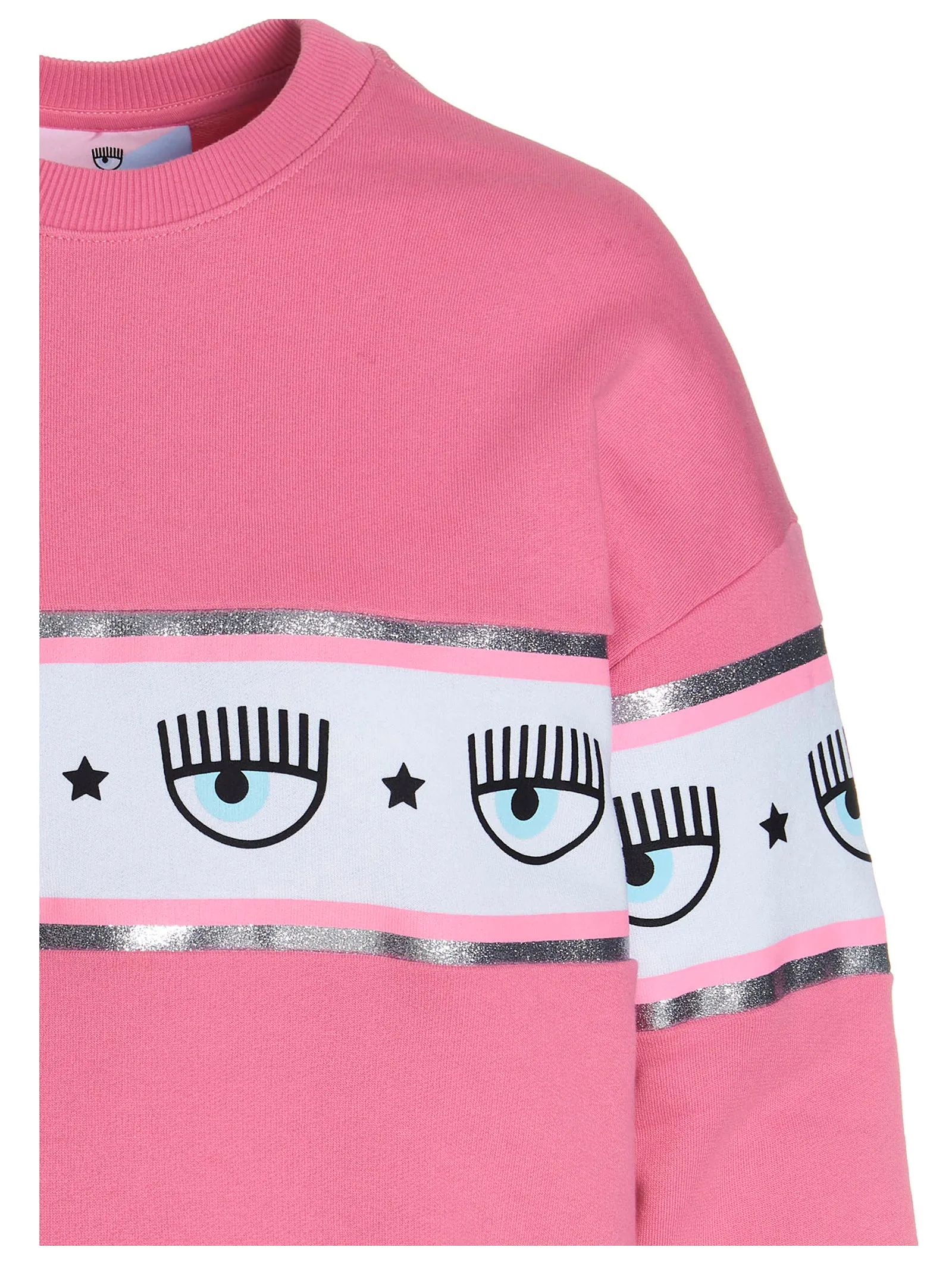 Chiara Ferragni Glitter Logo-Taped Crewneck Sweatshirt