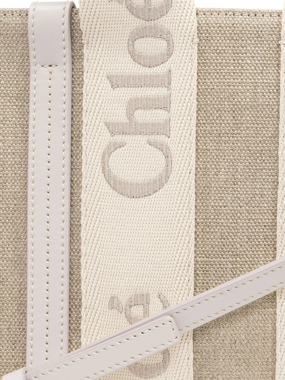 Chloè    Chloè Woody Small Canvas And Leather Tote Bag