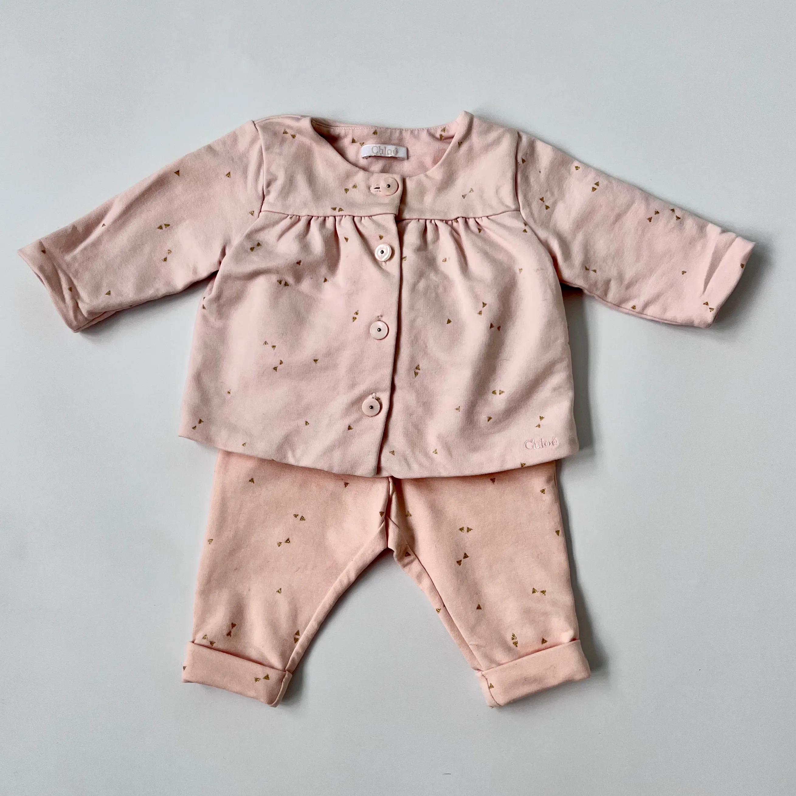 Chloé Blush Pink Jersey Set: 3 Months