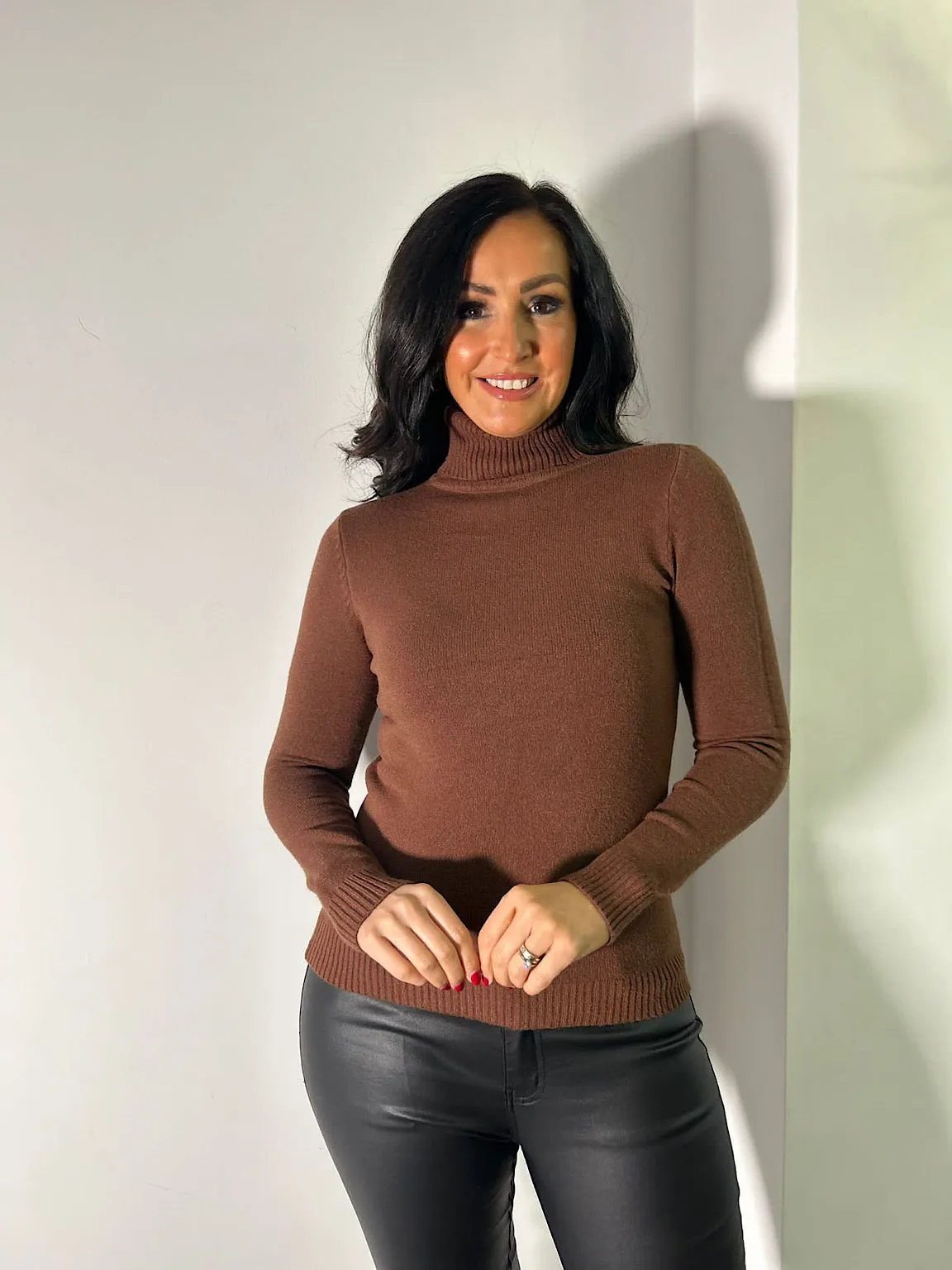 Chocolate Roll Neck Jumper Sonia