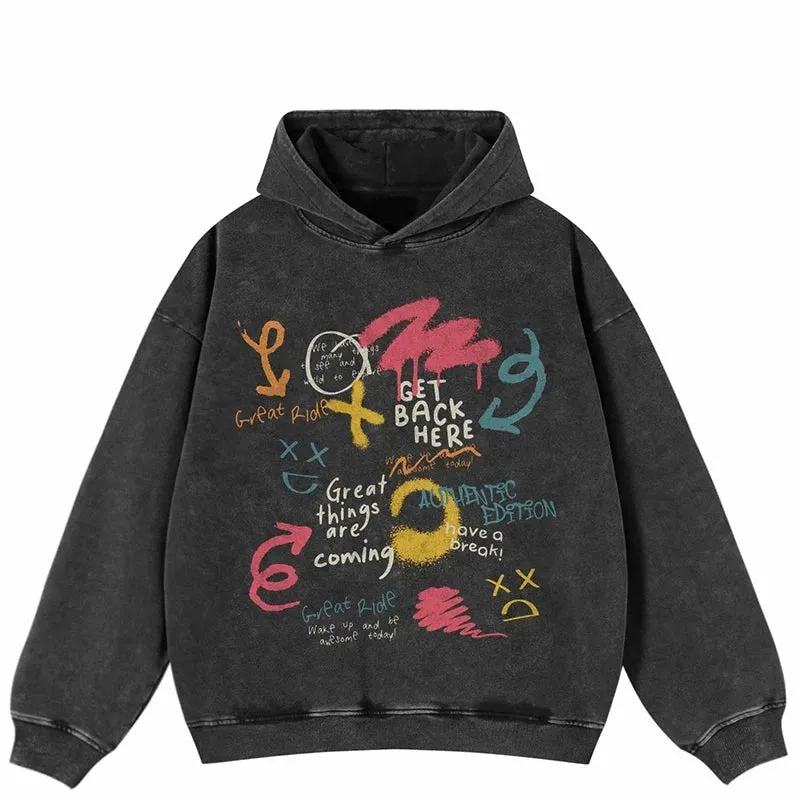 Coal Black Graffiti Letter Hoodie