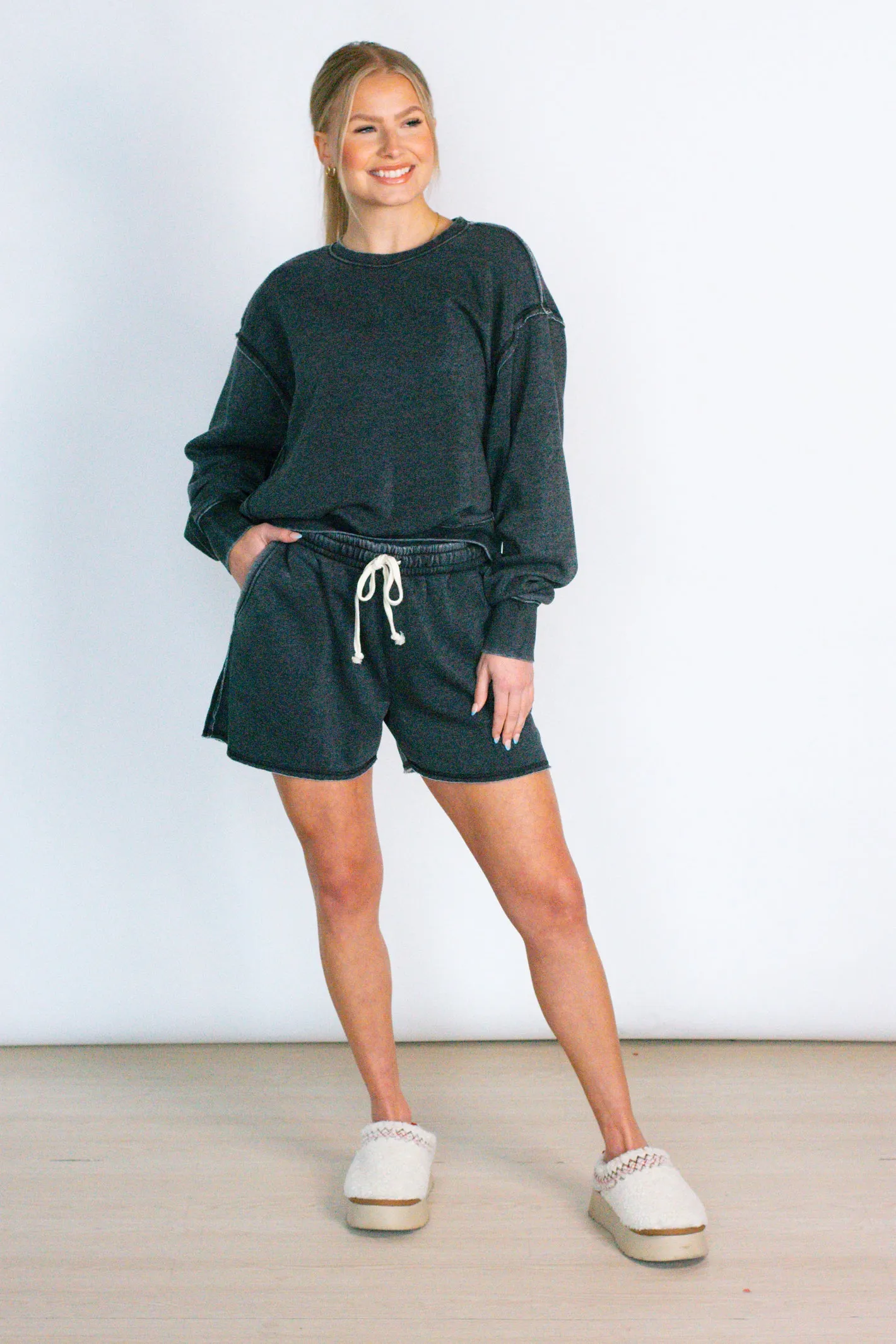 Comfy Perfection Black Sweatshirt Top