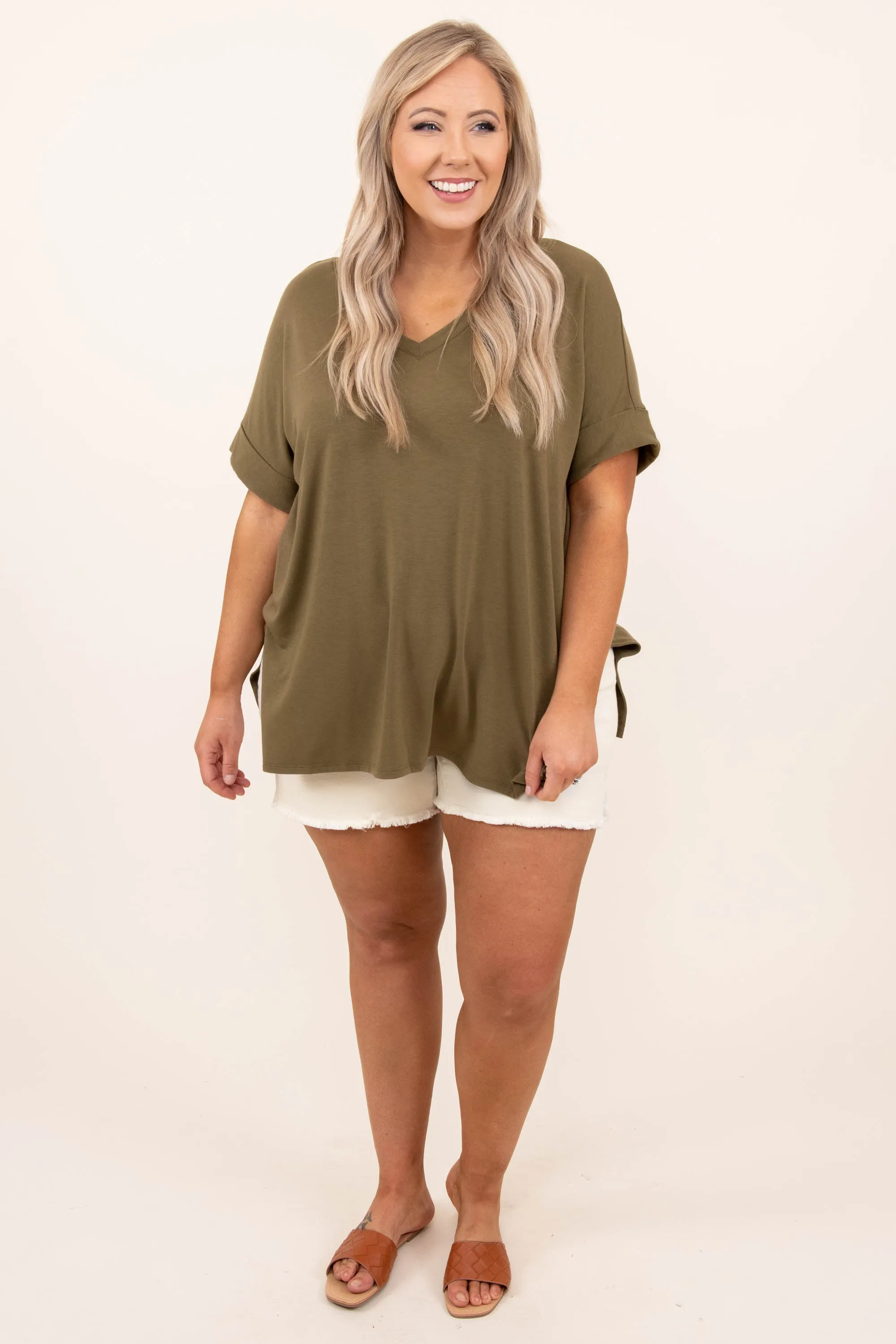 Comfy Travels Top, Dusty Olive