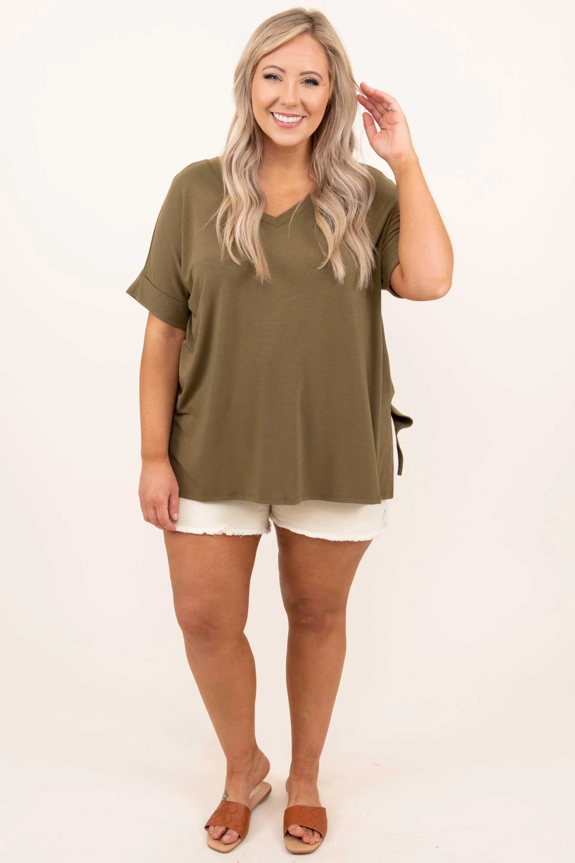 Comfy Travels Top, Dusty Olive