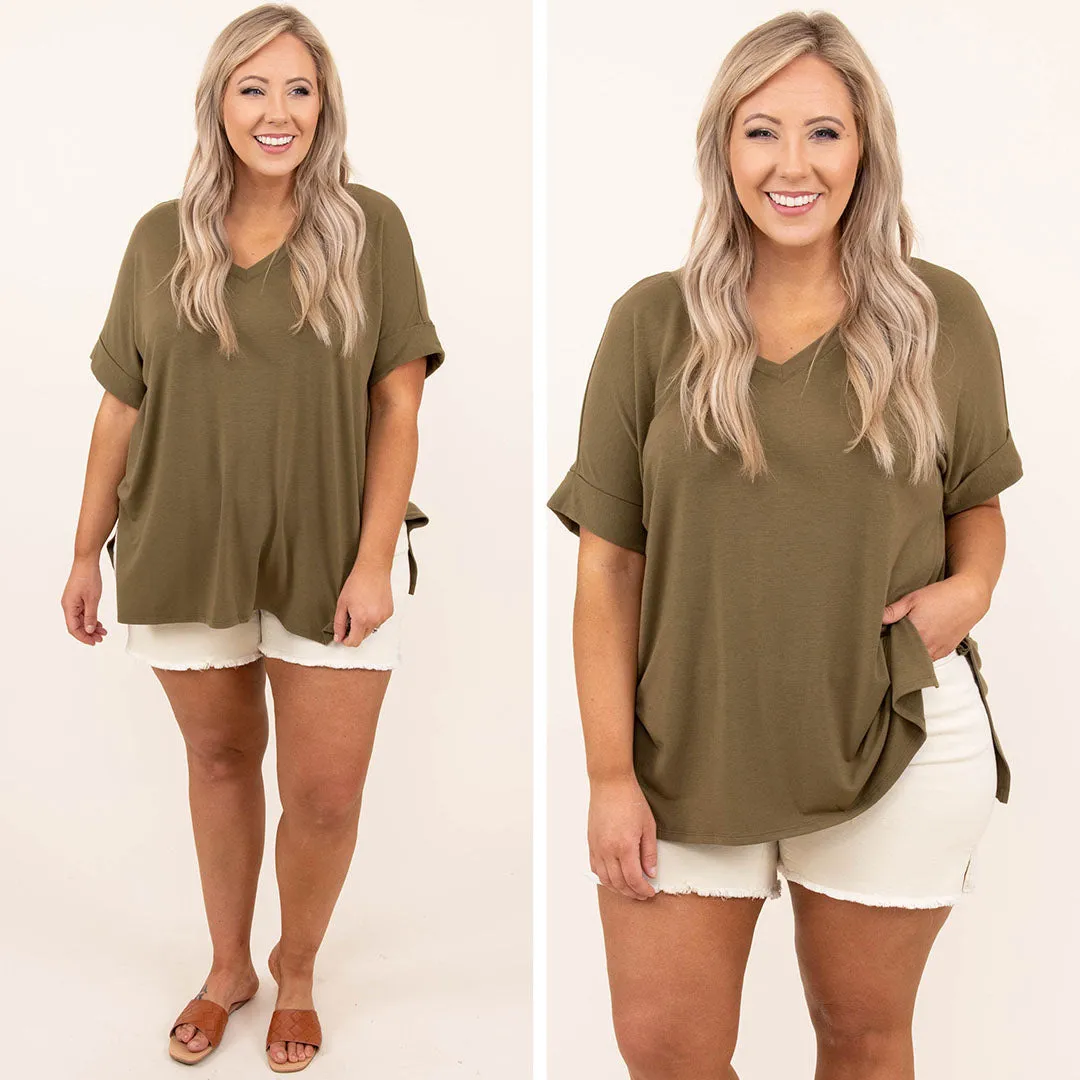 Comfy Travels Top, Dusty Olive