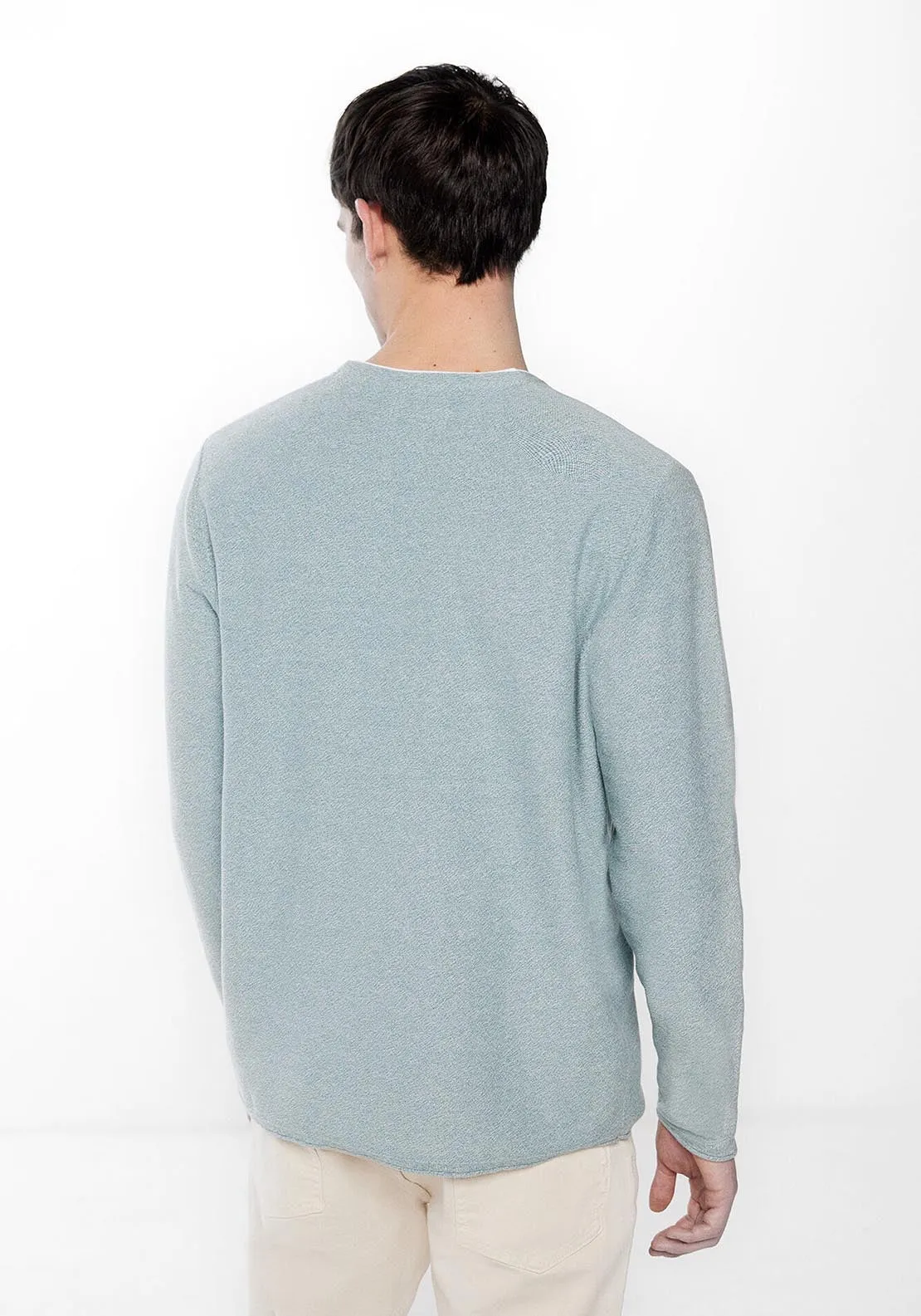 Contrast collar textured jumper - Green