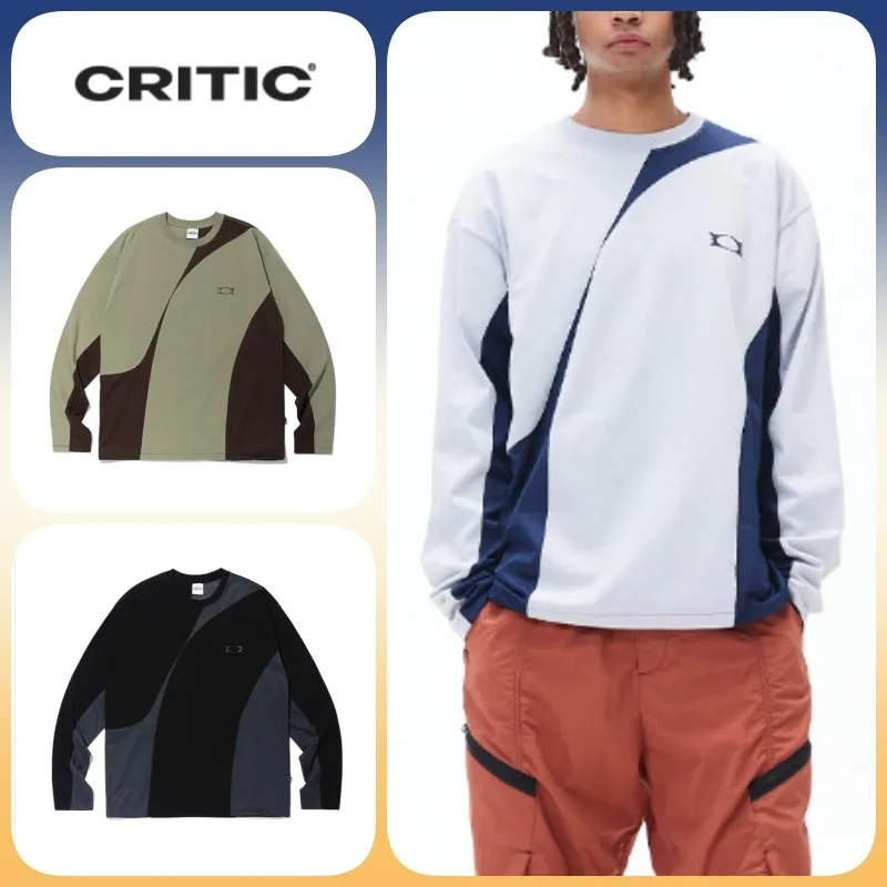 CRITIC  |U-Neck Long Sleeves Cotton Long Sleeve T-shirt Logo