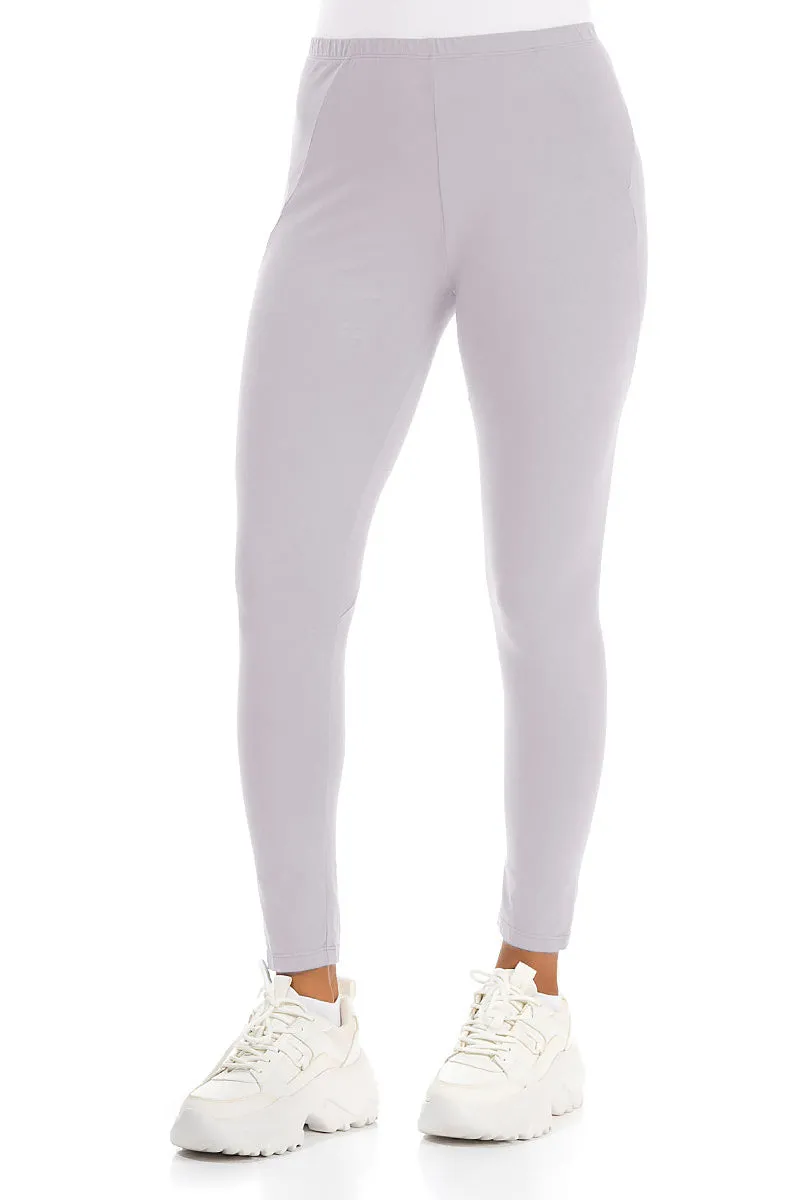 Cropped Lilac Grey Cotton Leggings