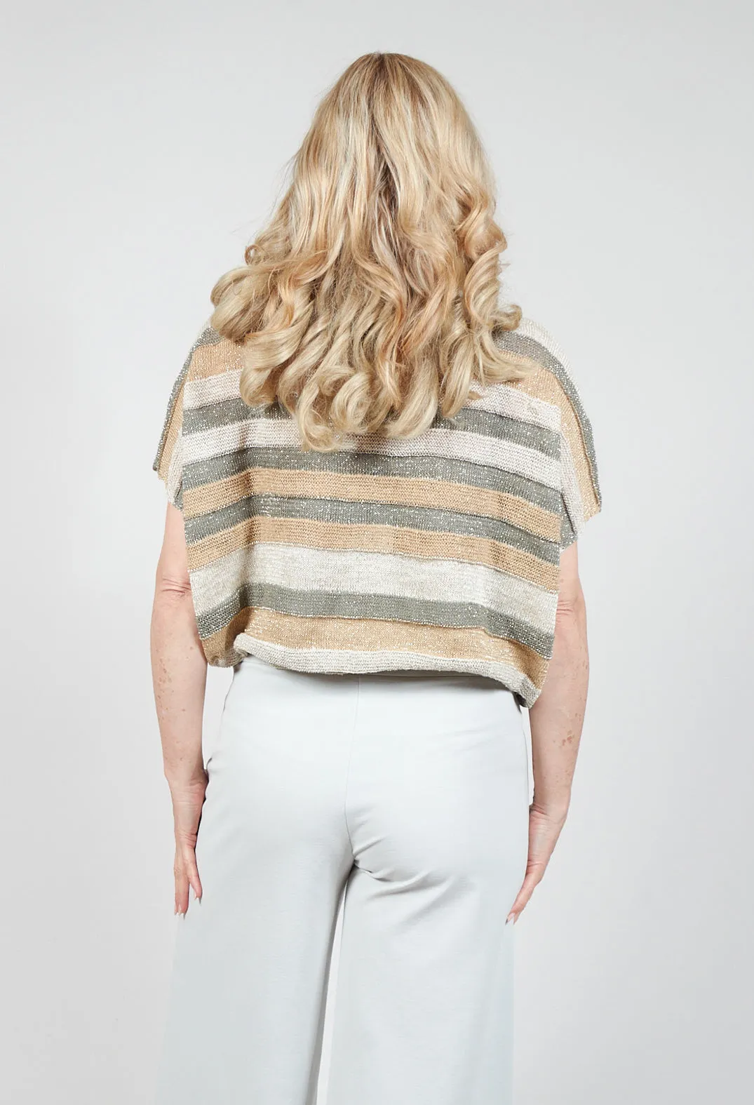 Cropped Metallic Stripe Knit