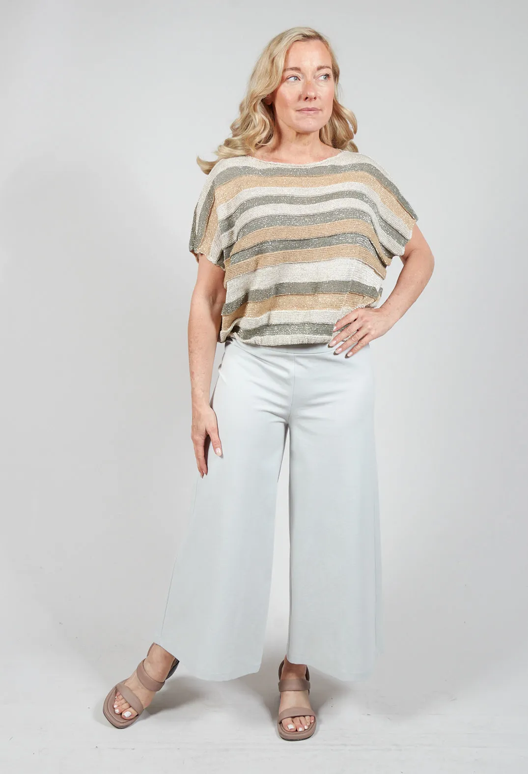 Cropped Metallic Stripe Knit