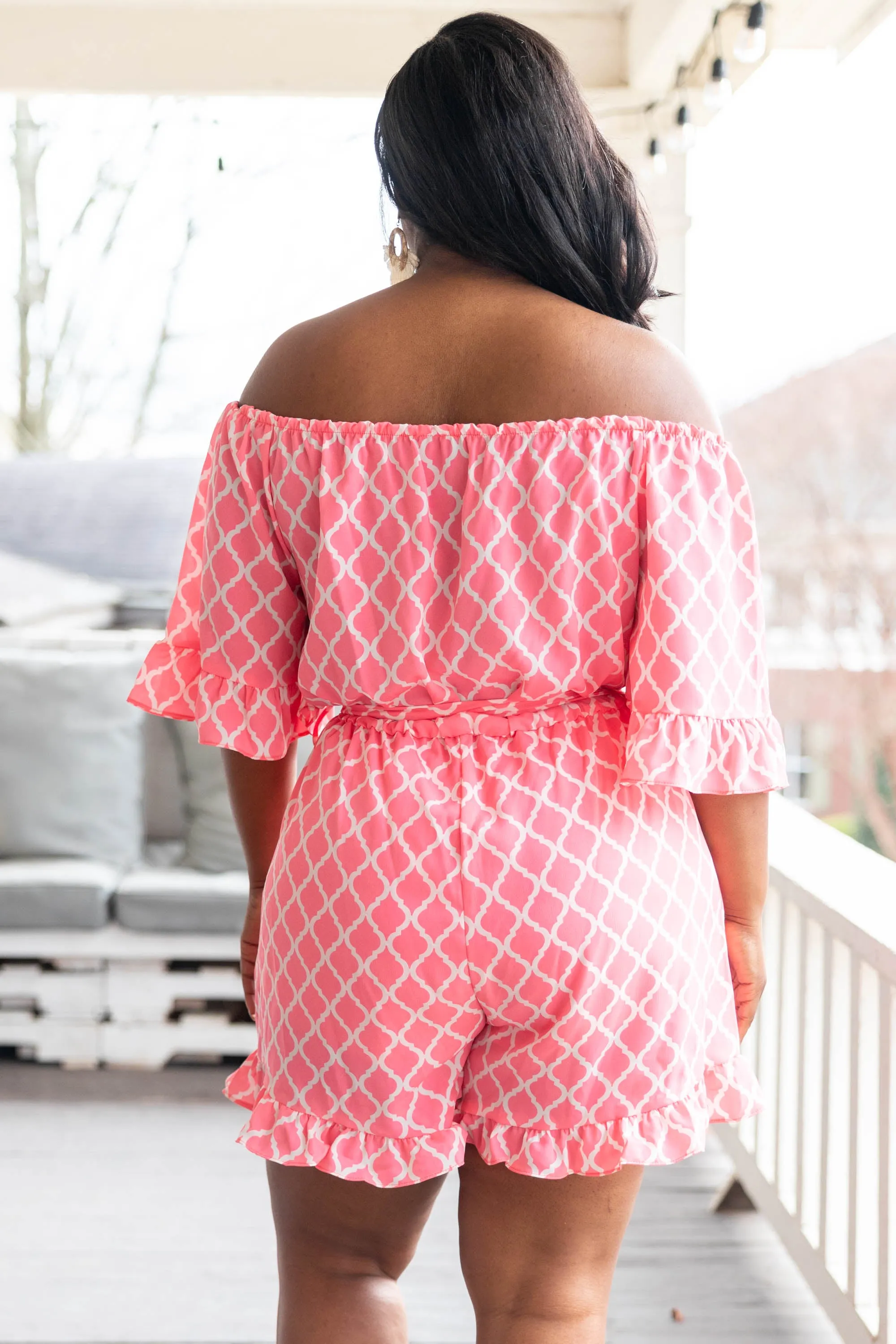 Cruisin' Down The Highway Romper, Peony Pink