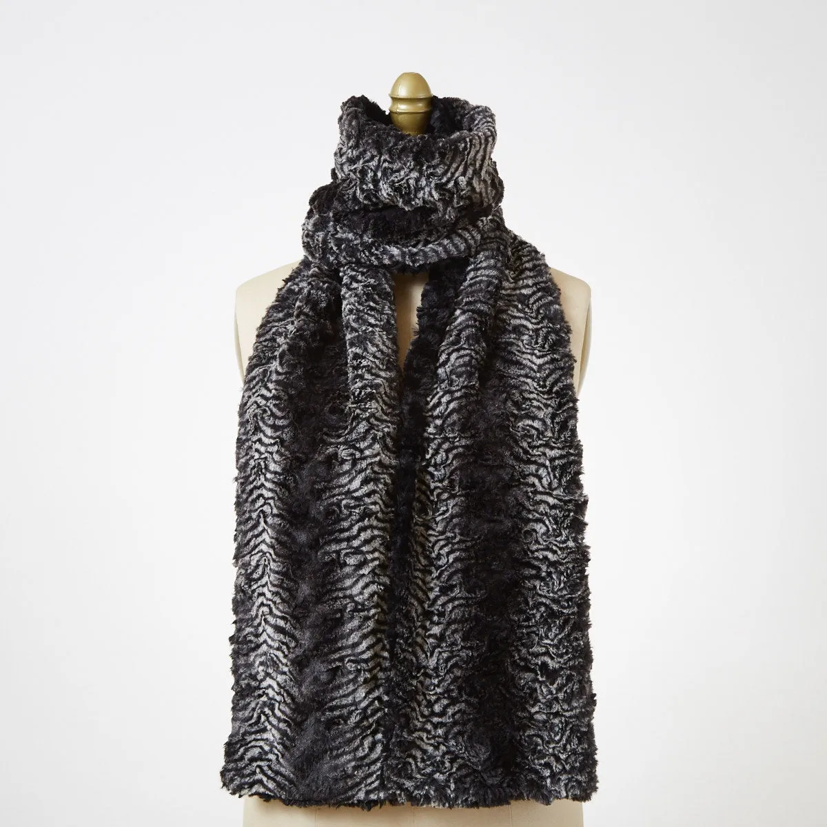 Cuddly In Black With Smokey Essence Luxury Faux Fur Scarf