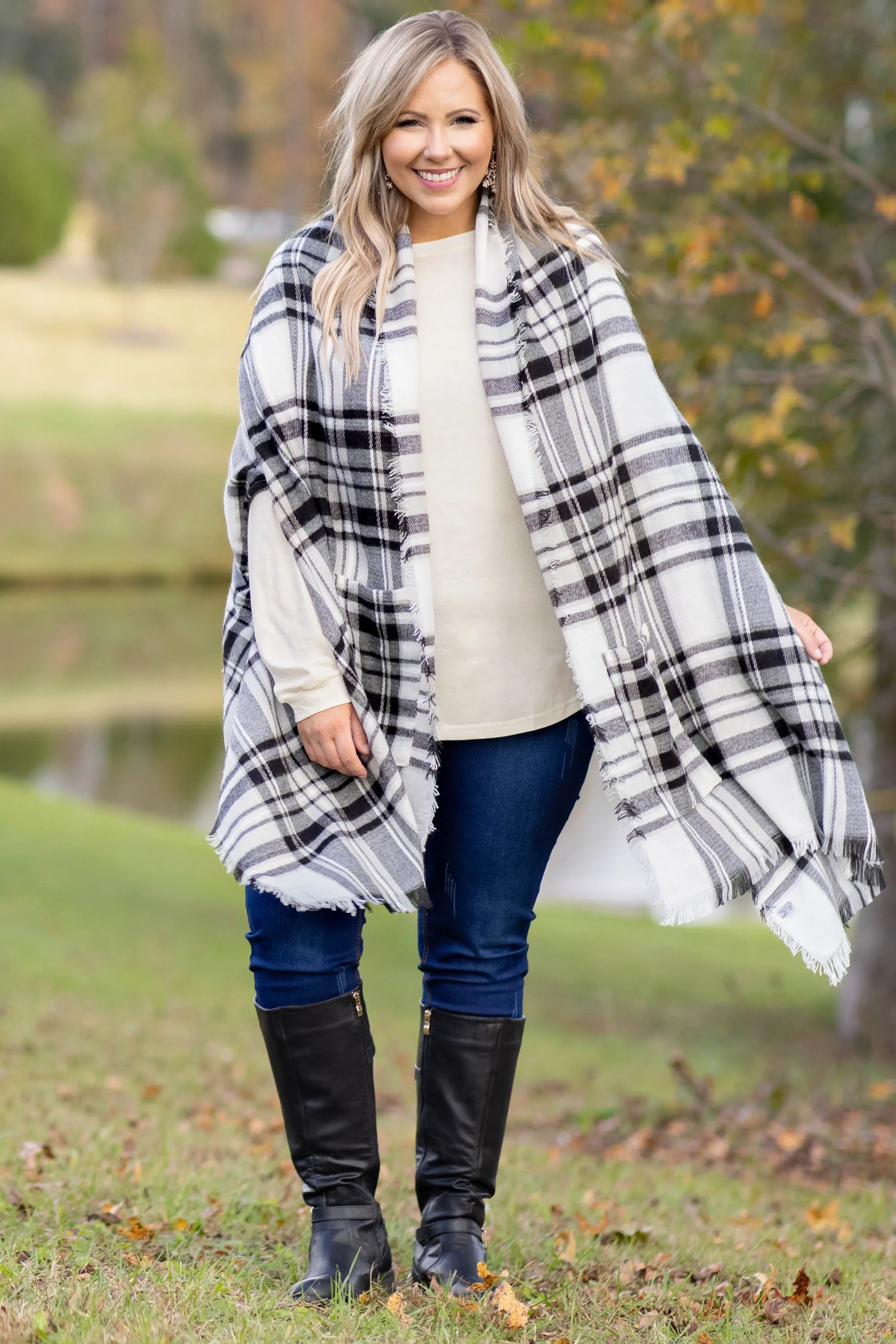 Curved Hem Slouchy Dolman Tunic, Ivory