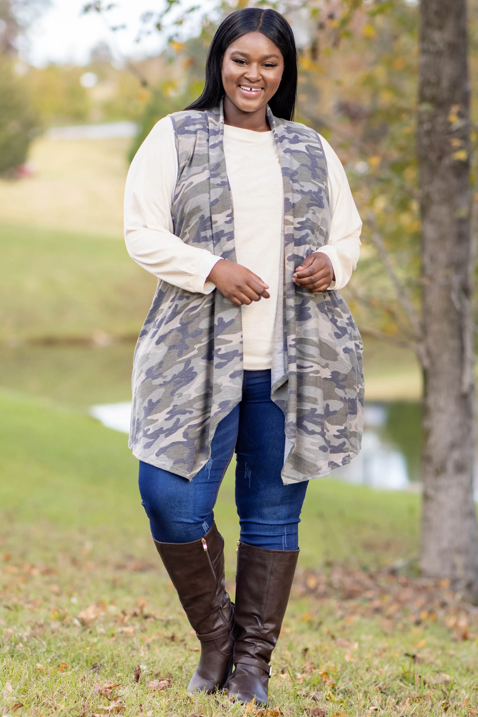 Curved Hem Slouchy Dolman Tunic, Ivory