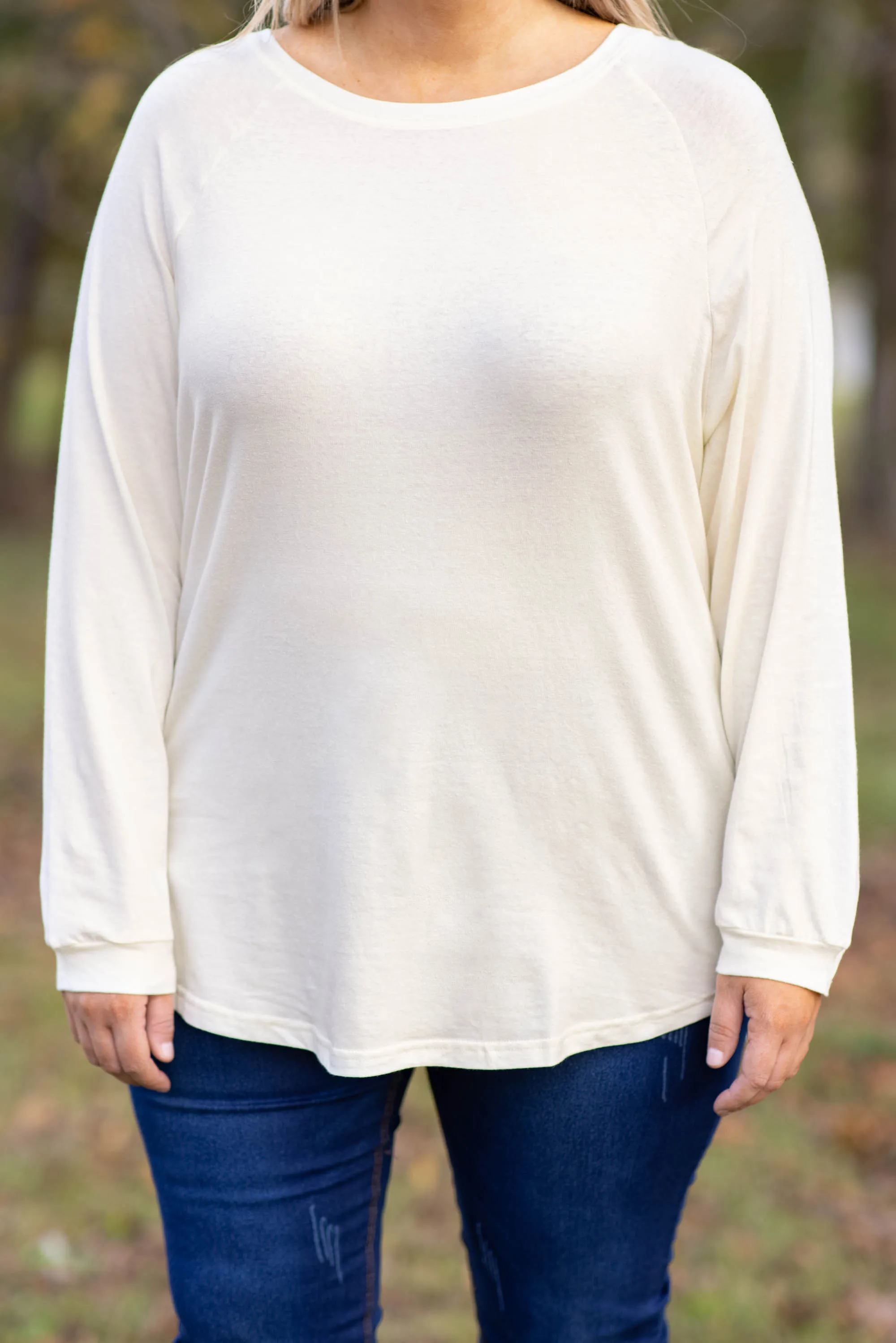 Curved Hem Slouchy Dolman Tunic, Ivory