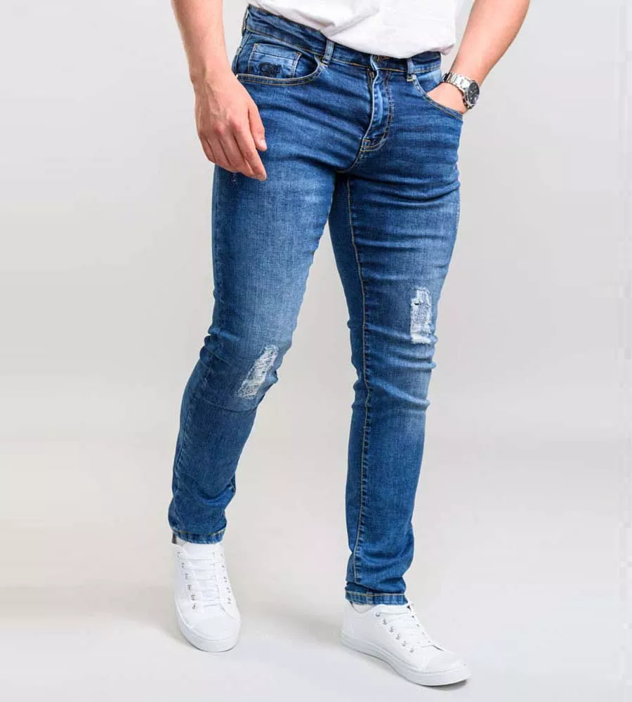 D555 Mens Couture Jeans With Abrasions And Rips (BOXWELL)