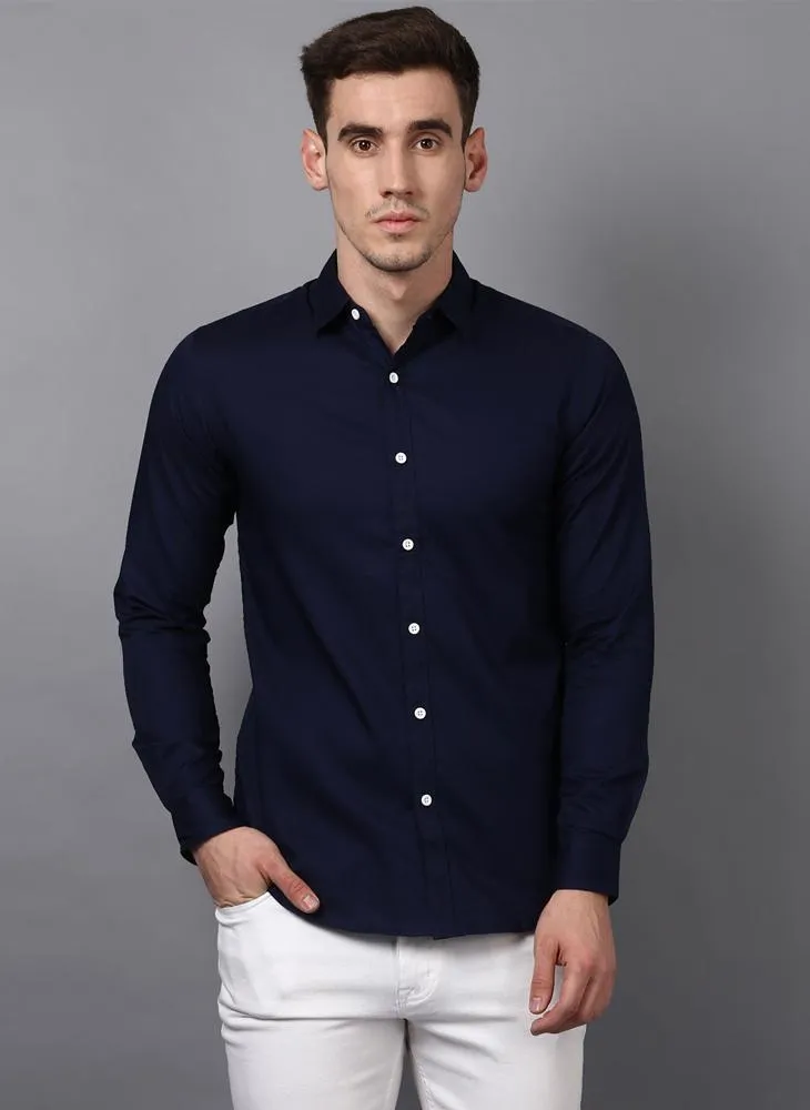 Dark Navy Button Down Slim Fit Shirt