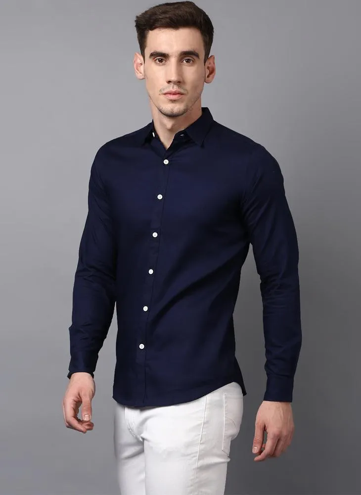 Dark Navy Button Down Slim Fit Shirt