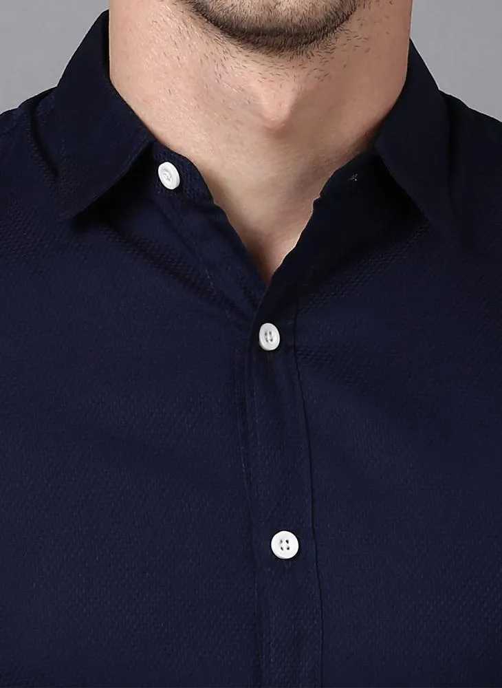 Dark Navy Button Down Slim Fit Shirt