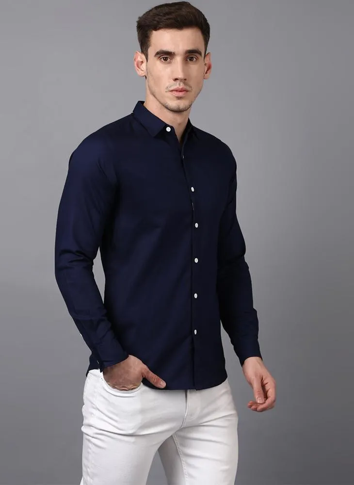 Dark Navy Button Down Slim Fit Shirt