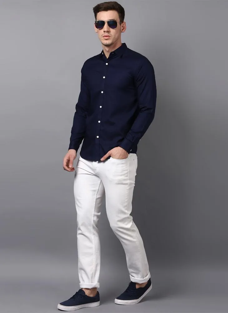 Dark Navy Button Down Slim Fit Shirt