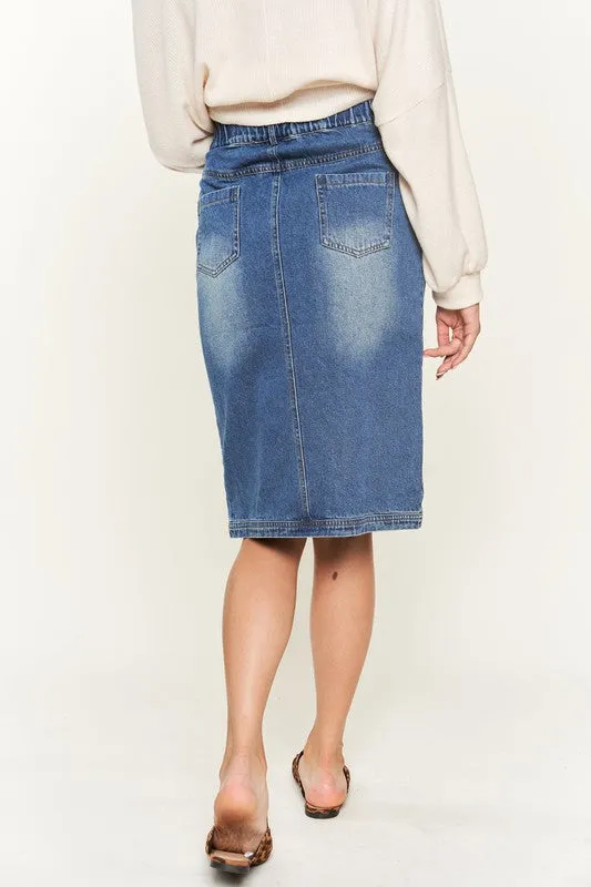 Denim button down front midi skirt JBJ1077