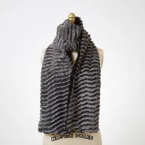 Desert Sand in Charcoal with Cuddly Black Luxury Faux Fur Scarf