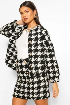 Dogtooth Collarless Button Blazer