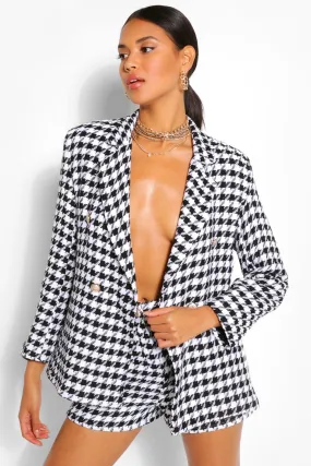 Dogtooth Gold Button Double Breast Blazer