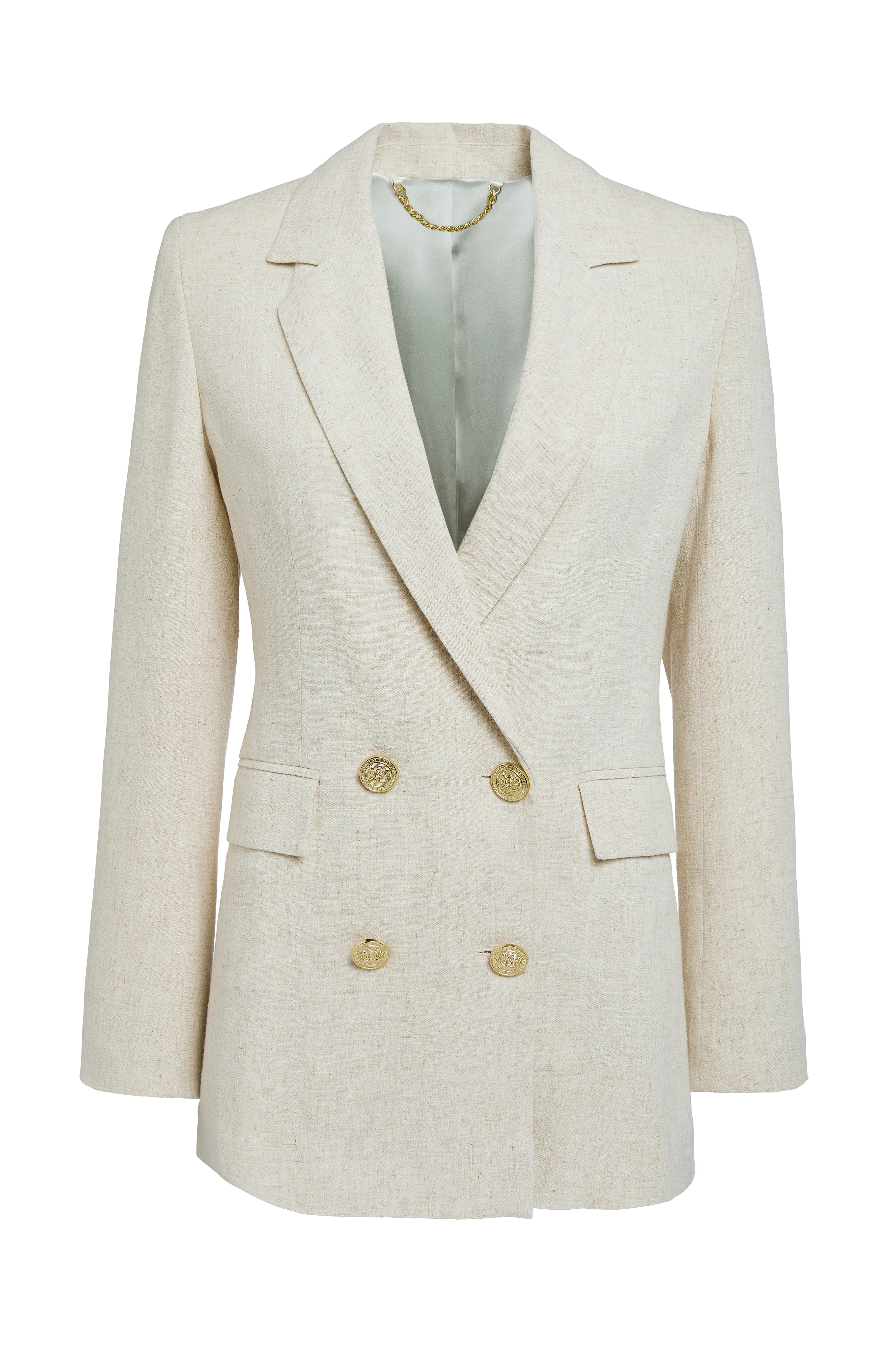 Double Breasted Blazer (Natural Linen)