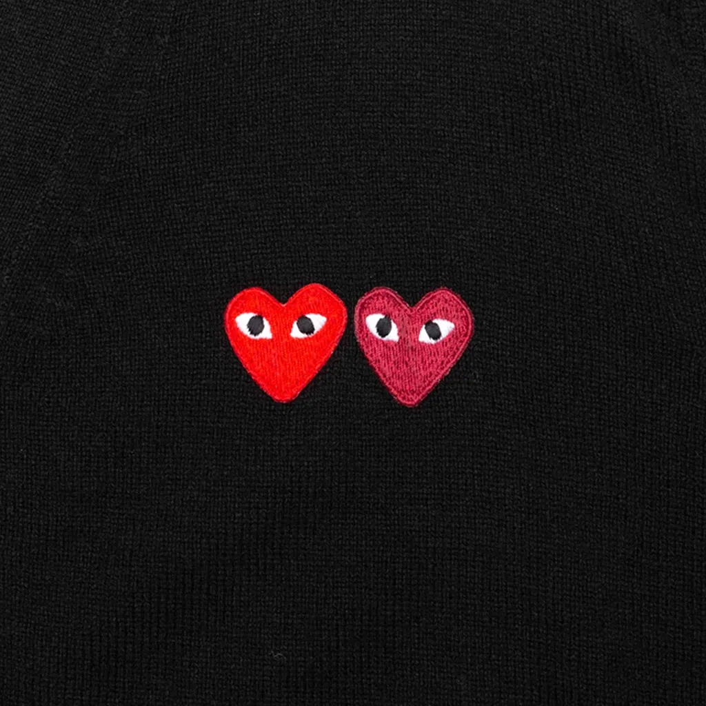 Double Heart Cardigan - Black