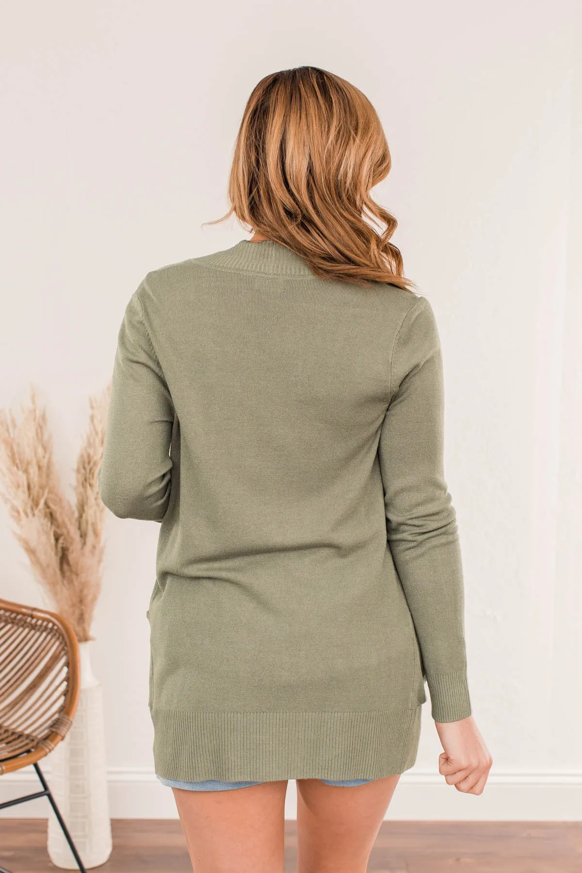 Essential Cardigan- Light Olive