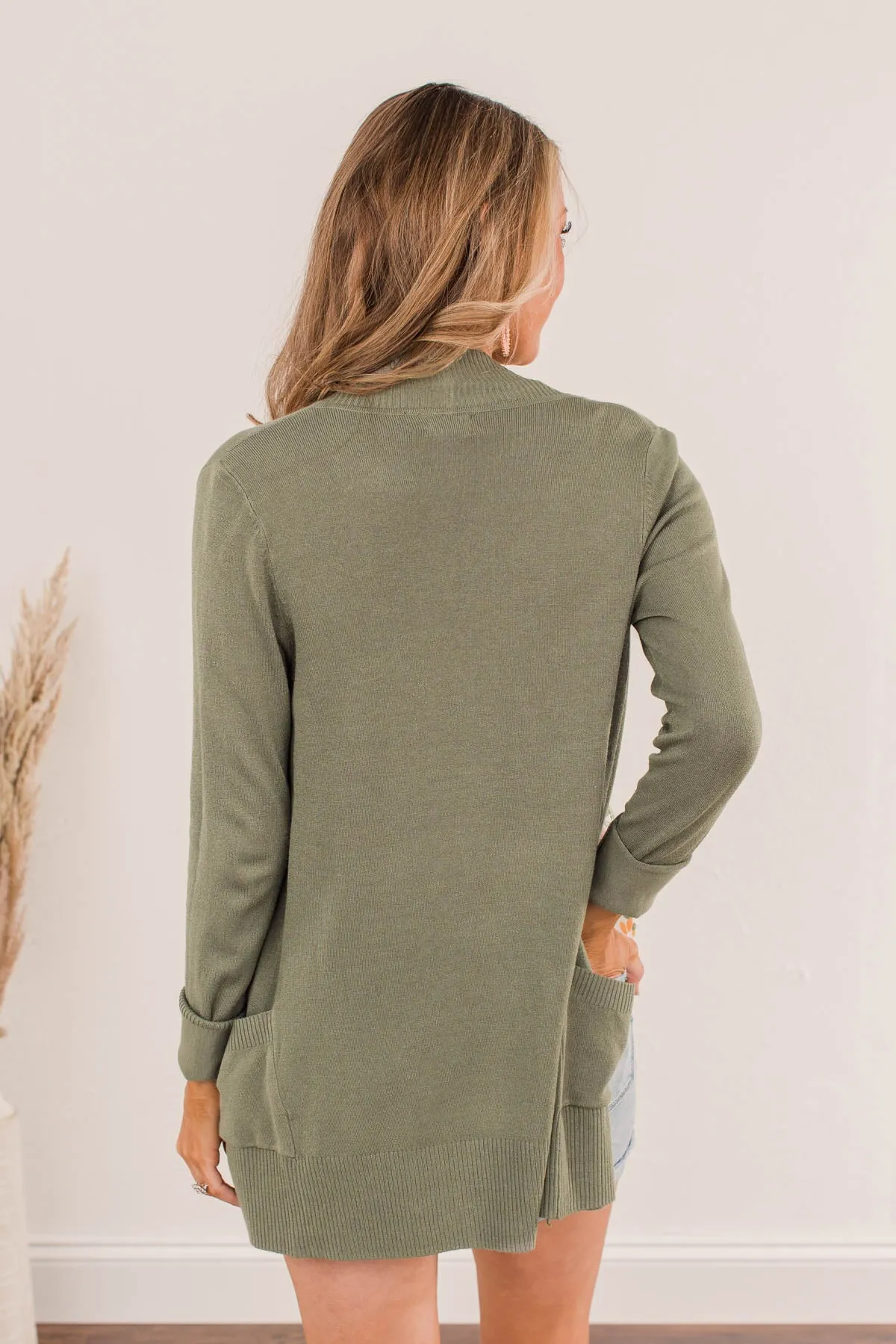 Essential Cardigan- Light Olive