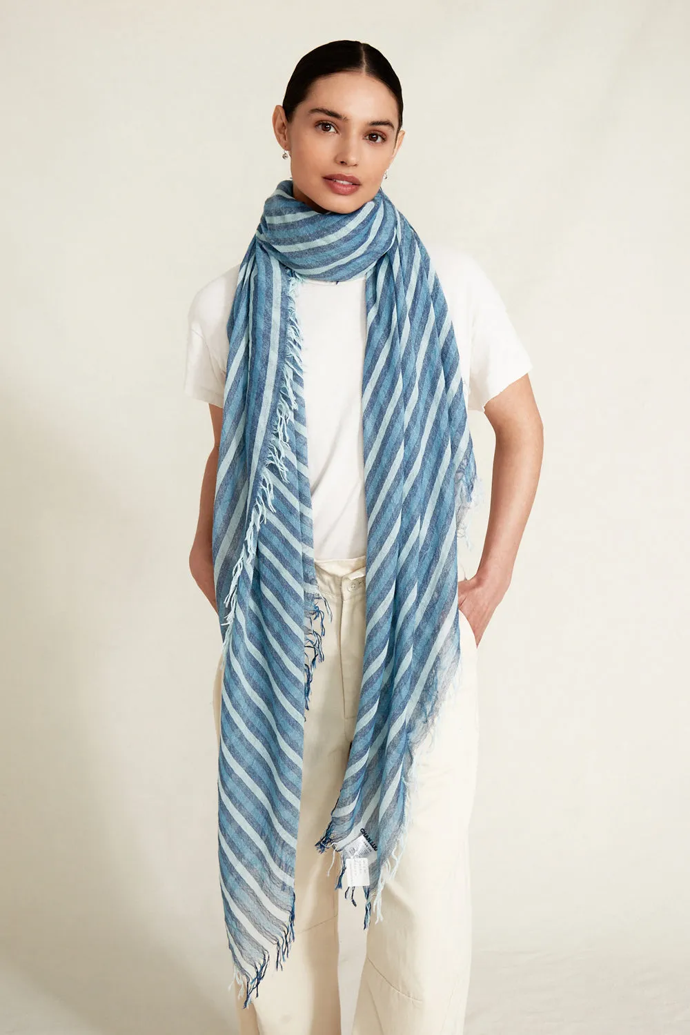 Estate Blue Linea Cashmere and Silk Scarf