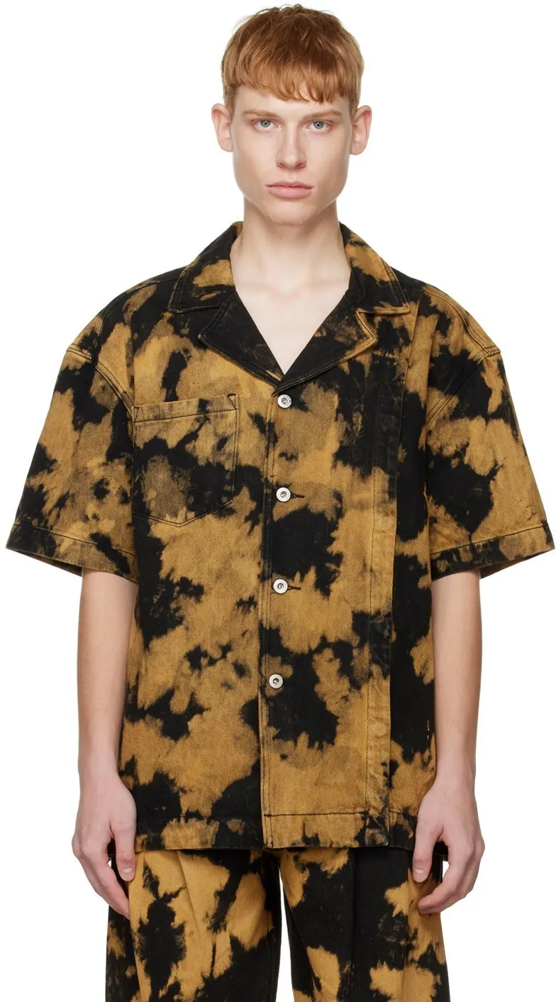 Feng Chen Wang  |Denim Tie-dye Long Sleeves Cotton Short Sleeves Logo Shirts