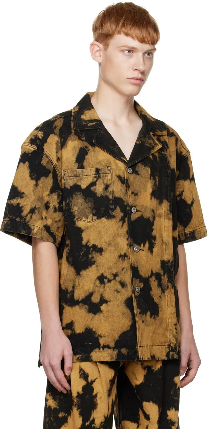 Feng Chen Wang  |Denim Tie-dye Long Sleeves Cotton Short Sleeves Logo Shirts