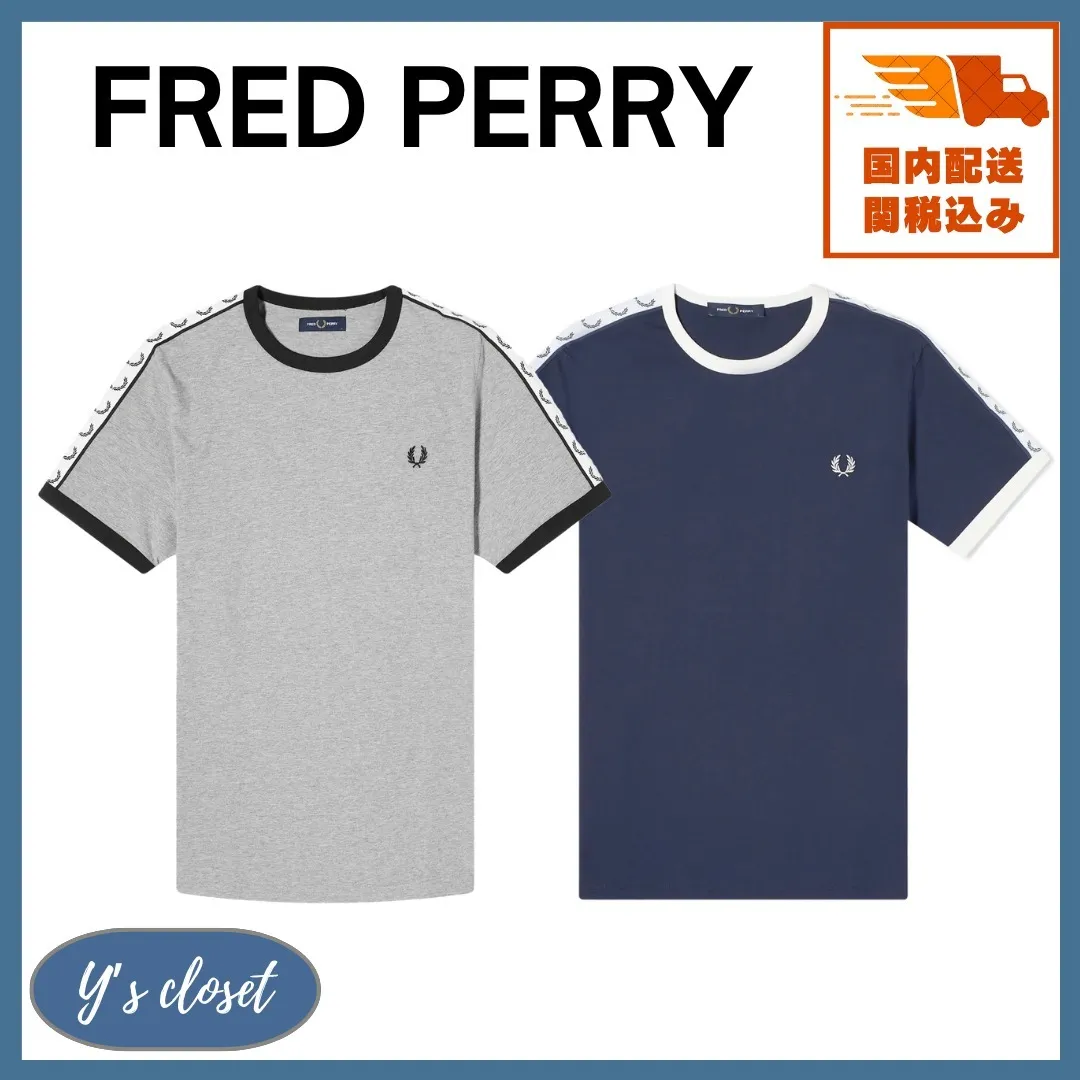 FRED PERRY  |Crew Neck Pullovers Unisex Cotton Short Sleeves Logo