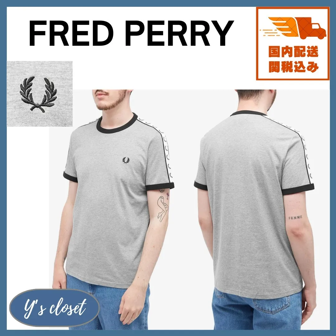 FRED PERRY  |Crew Neck Pullovers Unisex Cotton Short Sleeves Logo