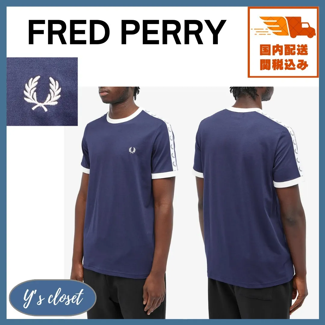 FRED PERRY  |Crew Neck Pullovers Unisex Cotton Short Sleeves Logo